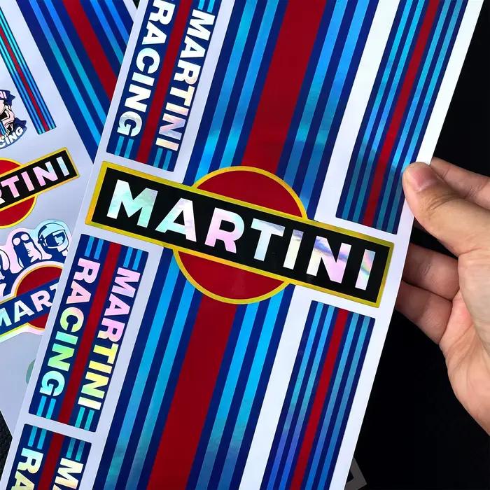 Autocollants moto laser arc-en-ciel Martini Racing pour scooter, voiture, carrosserie, réservoir de carburant, coffre arrière, décoration en vinyle, accessoires