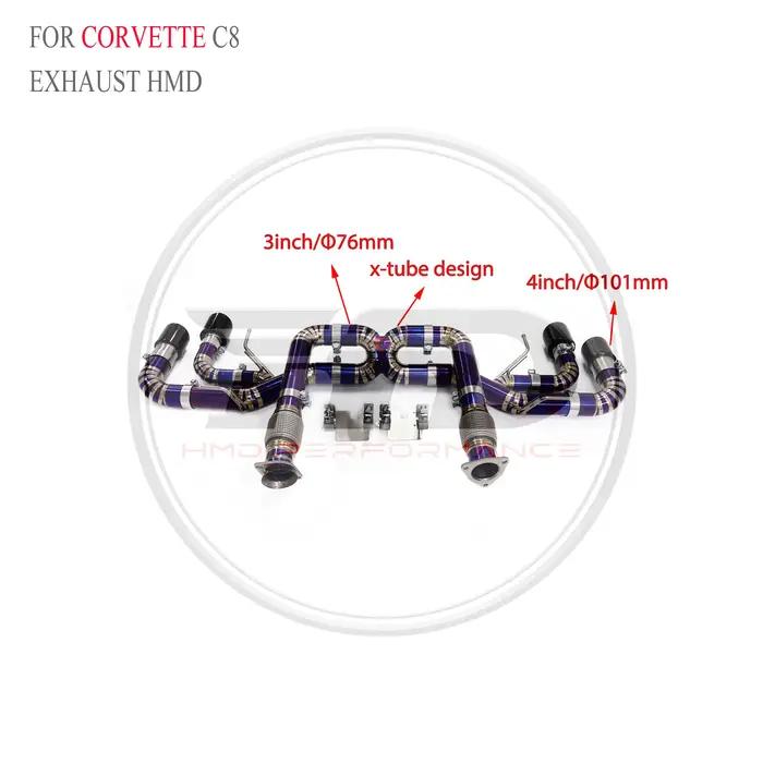 Catback d'échappement en titane HMD pour Chevrolet Corvette C8 Performance avec tuyau de course X