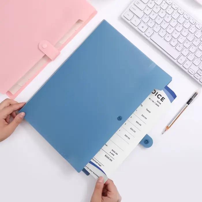 Dossier accordéon, format A4, dossier extensible avec 12 pochettes, dossier couleur macaron avec étiquettes, organisateur de fichiers portable, école