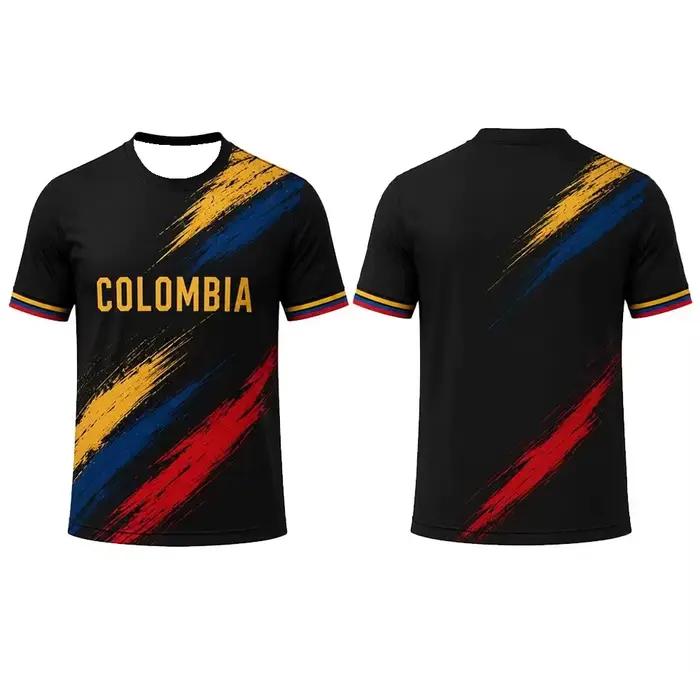 Maillot de football de l'équipe nationale colombienne pour hommes, motif drapeau colombien, séchage rapide, respirant, t-shirt d'entraînement de football pour les fans