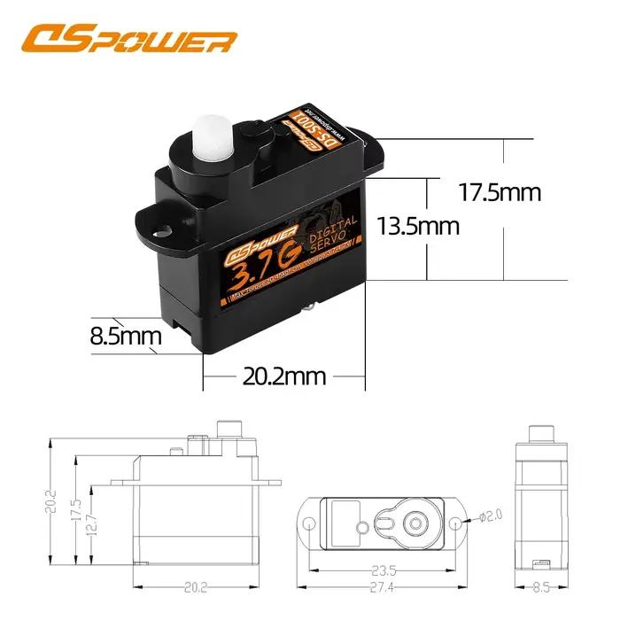 DSPOWER 2g 3.7g 4.3g 5g 6g 8g 9g Micro Servo Numérique à Engrenages Plastiques et Métalliques avec Connecteur JR pour