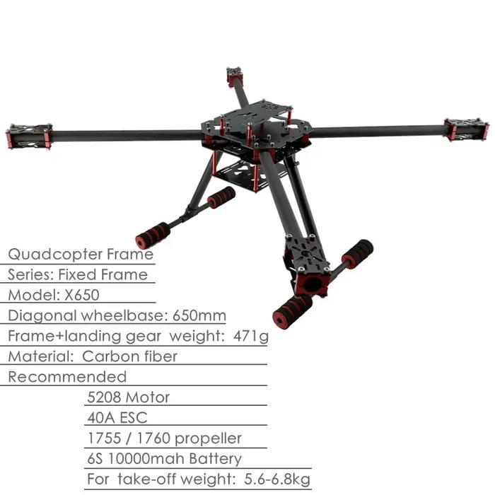 Châssis de quadricoptère en fibre de carbone XAERO DIY 650 mm pour drone FPV commercial et industriel