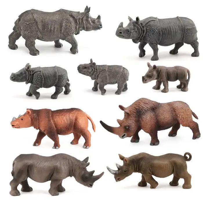 Figurines réalistes d'animaux sauvages, rhinocéros indien, modèle de jouet, figurine de rhinocéros laineux, jouet éducatif pour enfants