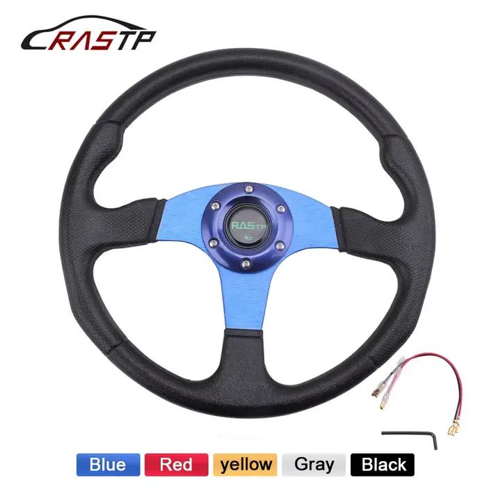 RASTP-Car dehors Volant Racing Type Haute Qualité Universel 14 pouces 340MM Aluminium + PU RS-STW017-TP