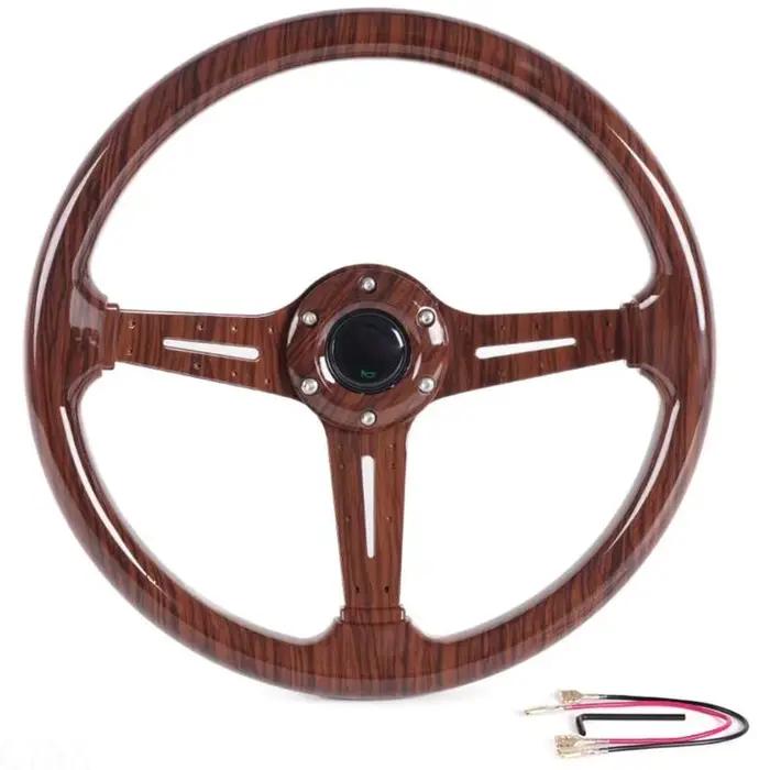 Volant en ABS Texturé Noyer 14 Pouces Ergonomique pour Véhicules Personnalisables Occasions Spéciales