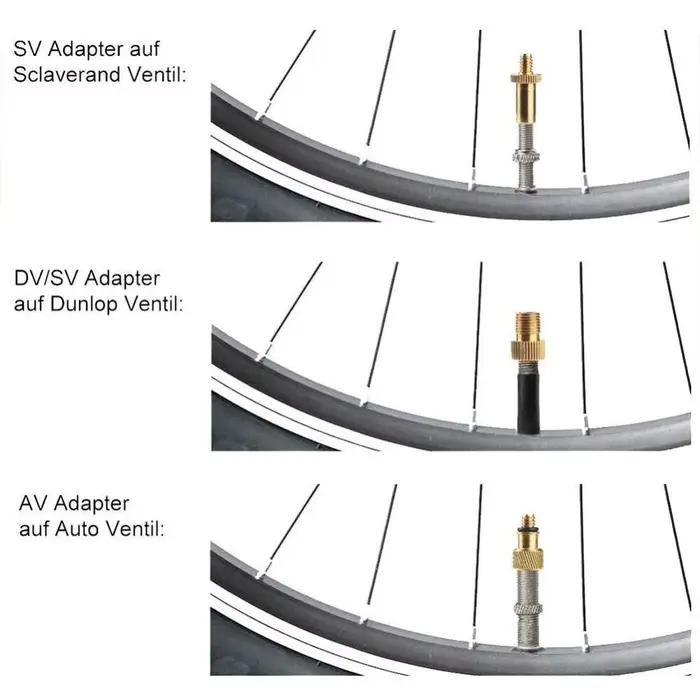 Adaptateur de Valves de vélo, buse d'air, outil de gonflage, aiguille de pompe, Valve Presta Schrader, dispositif gonflable, outils d'adaptateur de Valve SV/DV
