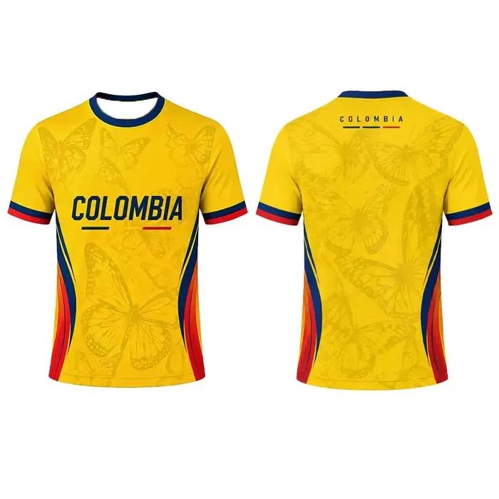Maillot de football de l'équipe nationale colombienne pour hommes, motif drapeau colombien, séchage rapide, respirant, t-shirt d'entraînement de football pour les fans