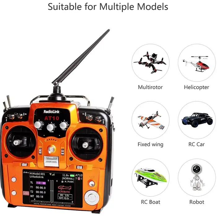 Radiolink AT10 II 12CH RC émetteur et récepteur R12DS télécommande Radio pour Drone RC/aile fixe