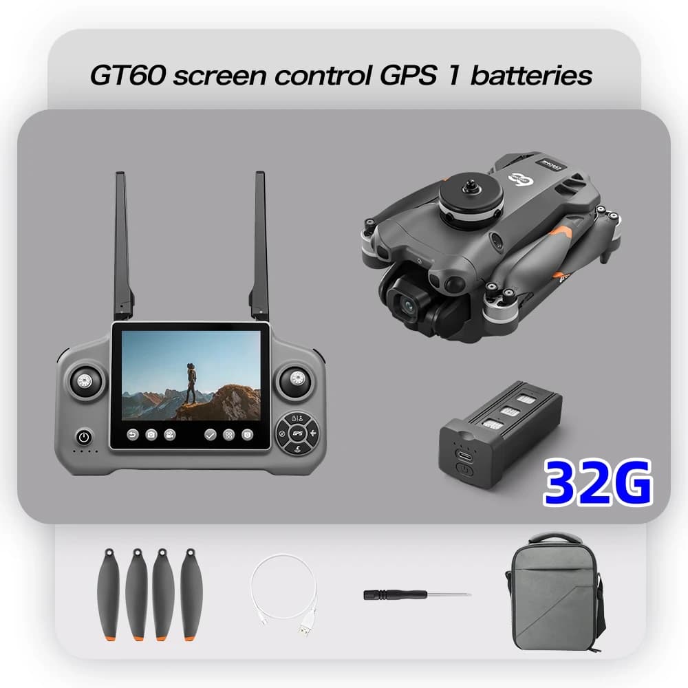 Drone photographique 2026 GT60 avec évitement d'obstacles, quadricoptère HD sans balais avec télécom