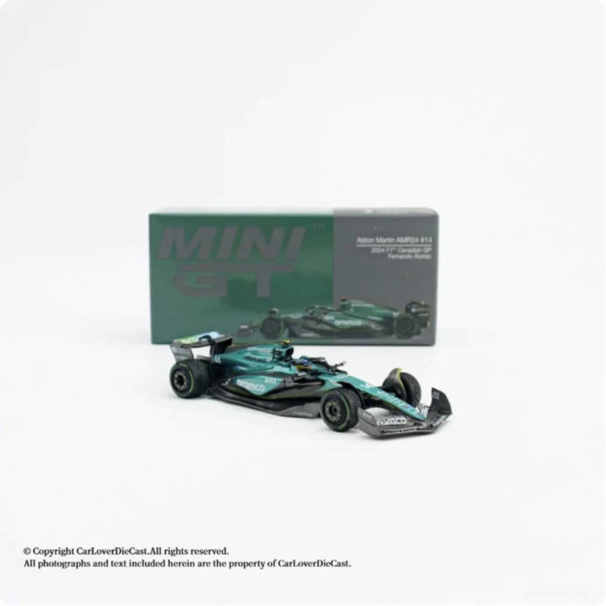 MINI GT 1:64 Aston Martin Aramco F1 Team # Modèle de voiture miniature Fernando Alonso 14 # 1113 en