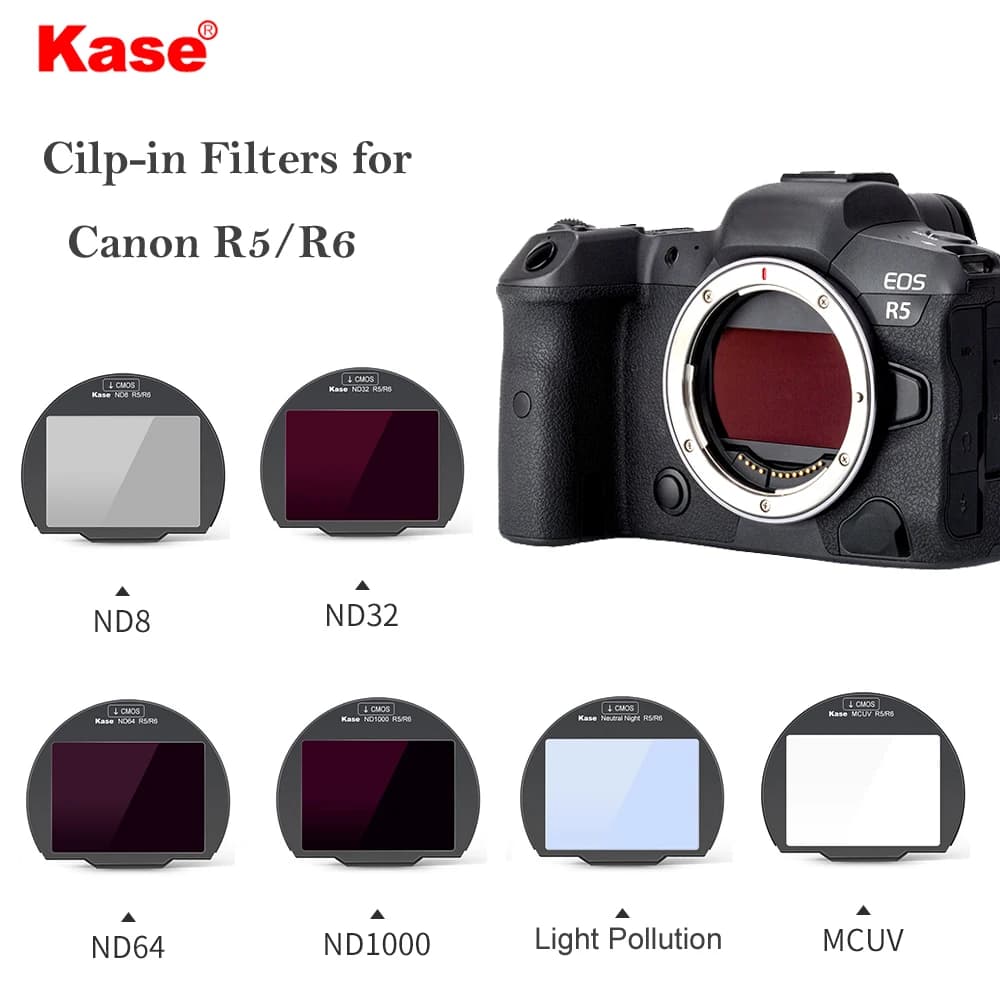 Filtre CMOS pour appareil photo Kase à clipser pour Canon R5 R6 R3 (MCUV / Densité neutre ND / Filtr