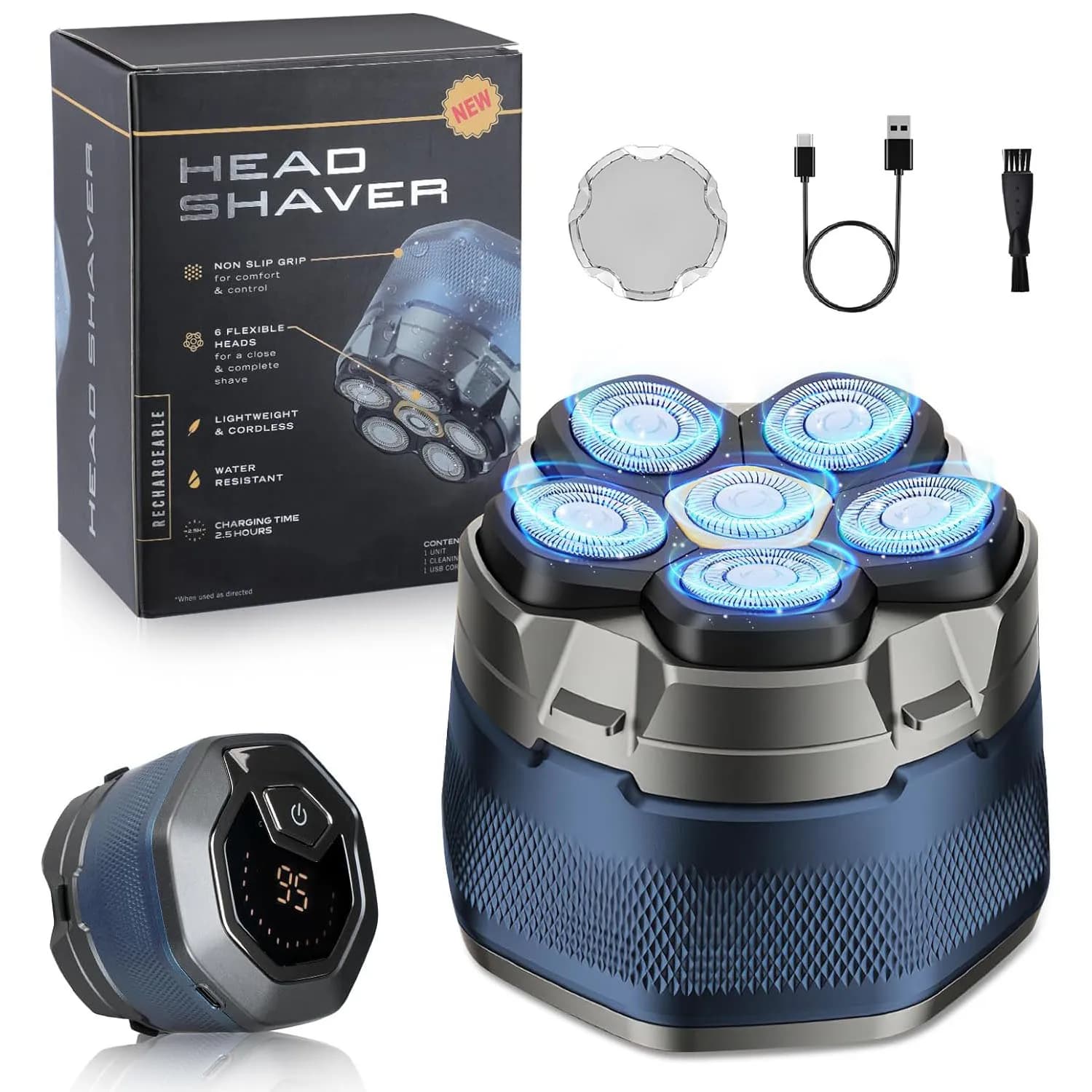 Rasoirs électriques pour hommes chauve, rasoir magnétique 6D, tondeuse à cheveux, affichage LED Rech