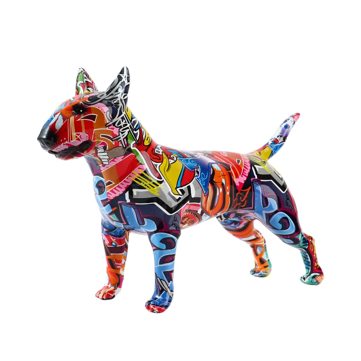 Petits chiens de compagnie en résine de Bull Terrier colorés simples, artisanat d'art créatif, décor