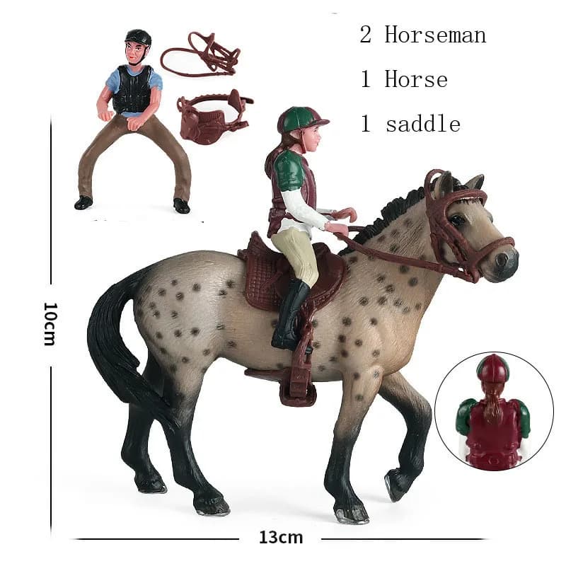 Ensemble de figurines d'action de ferme équine avec écurie et cavalier, figurines d'animaux, jouet