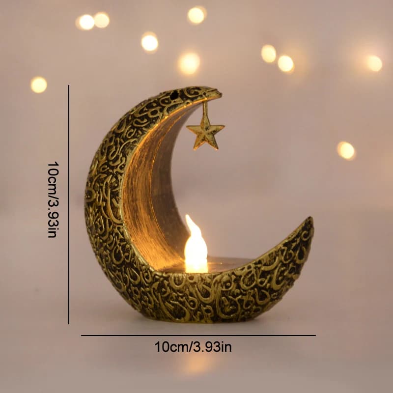 Lanterne lumineuse LED pour le Ramadan, décoration de la maison Eid Mubarak, ornements étoile et lun