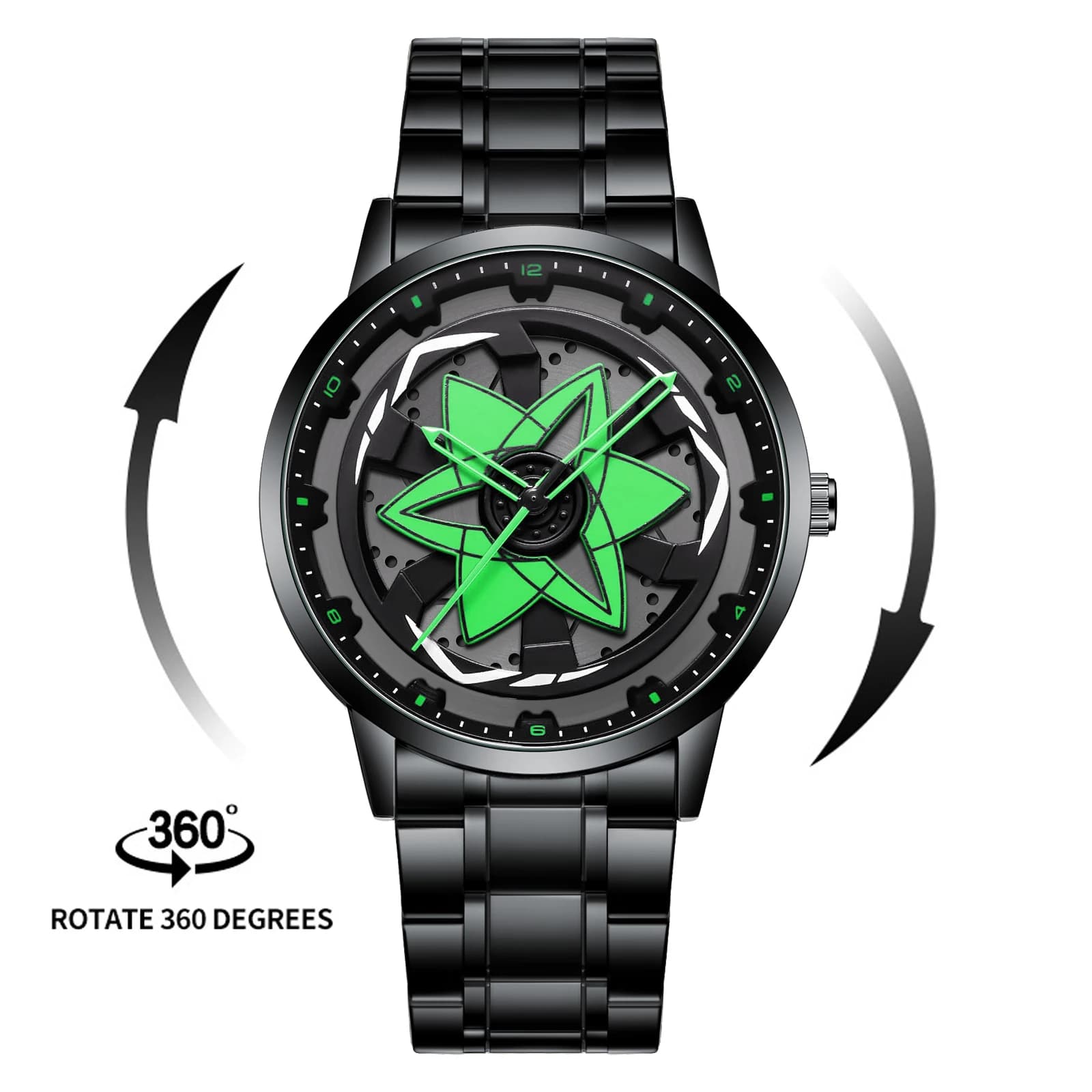 2025 nouvelle montre voiture série créative rotatif mouvement à Quartz sport Style noir en acier ino