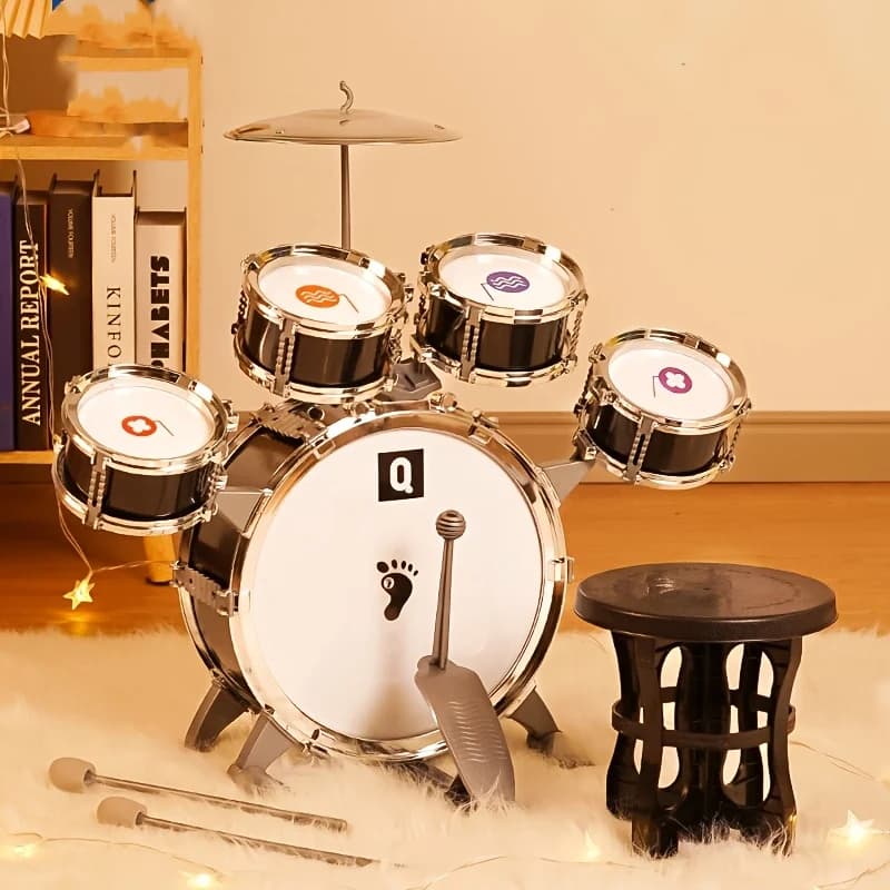 Teen Rock Drum Kit – Mini ensemble galvanisé pour débutant, parfait pour la pratique à domicile, excellent cadeau de Noël et d'anniversaire, rouge